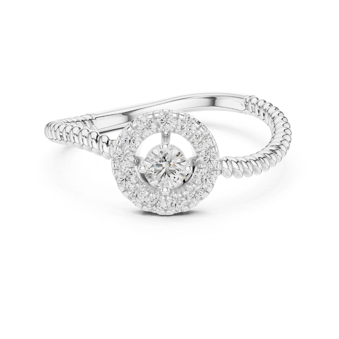 .23 Ct. Round Halo Engagement Ring with Rope Shank and Diamond Halo (9#10056L)
