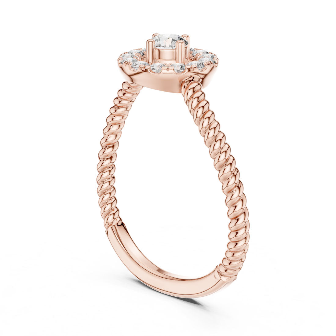 .23 Ct. Round Halo Engagement Ring with Rope Shank and Diamond Halo (9#10056L) 9