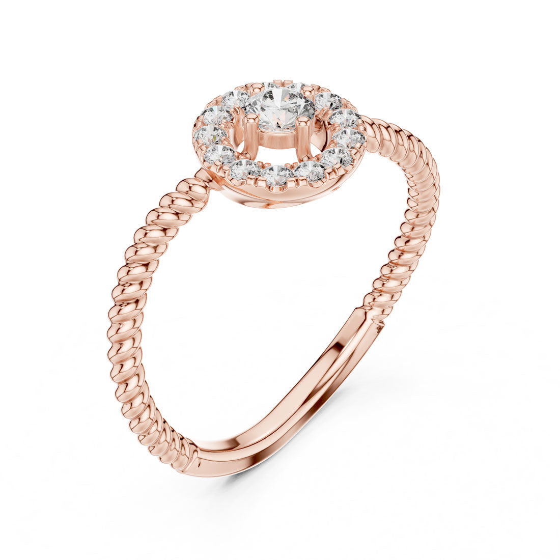 .23 Ct. Round Halo Engagement Ring with Rope Shank and Diamond Halo (9#10056L) 6