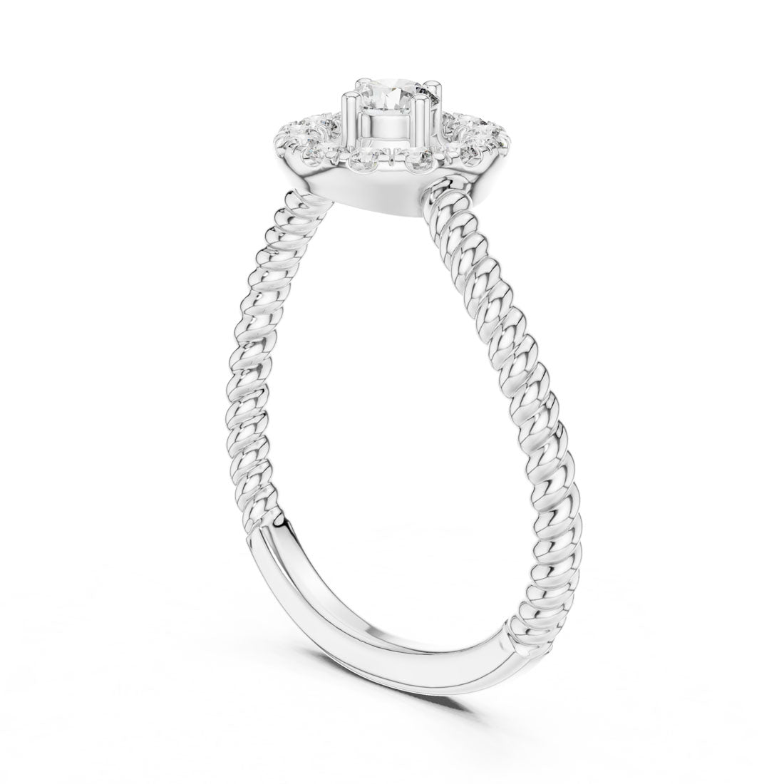 .23 Ct. Round Halo Engagement Ring with Rope Shank and Diamond Halo (9#10056L) 10