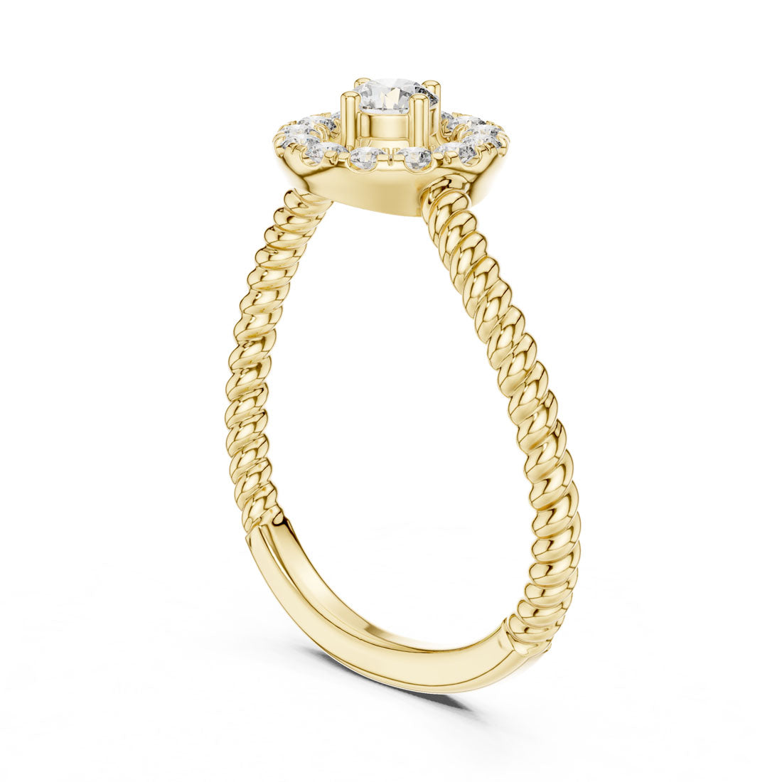 .23 Ct. Round Halo Engagement Ring with Rope Shank and Diamond Halo (9#10056L)