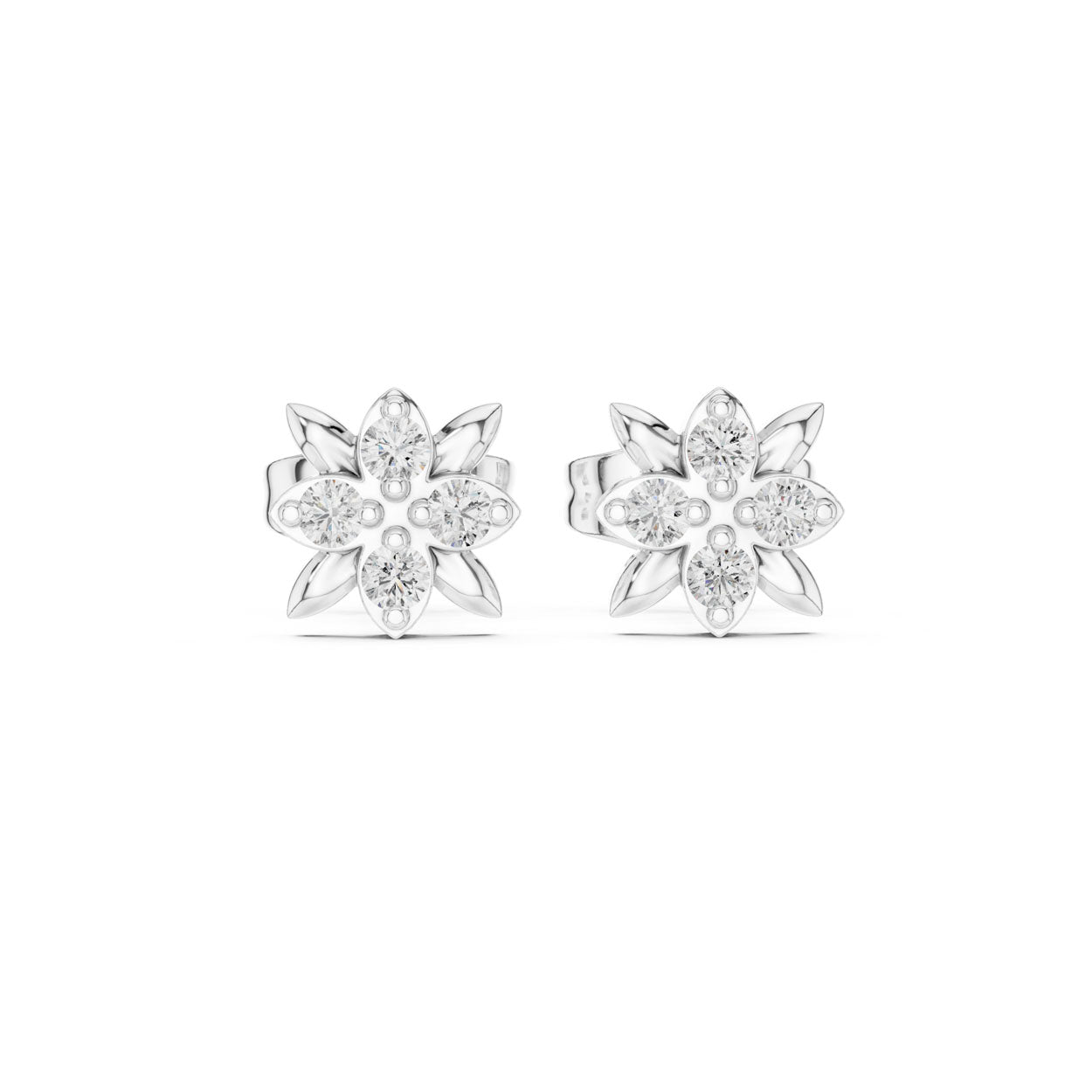 .14 Ct. Round Diamond Floral Earrings (9#10058E) 6