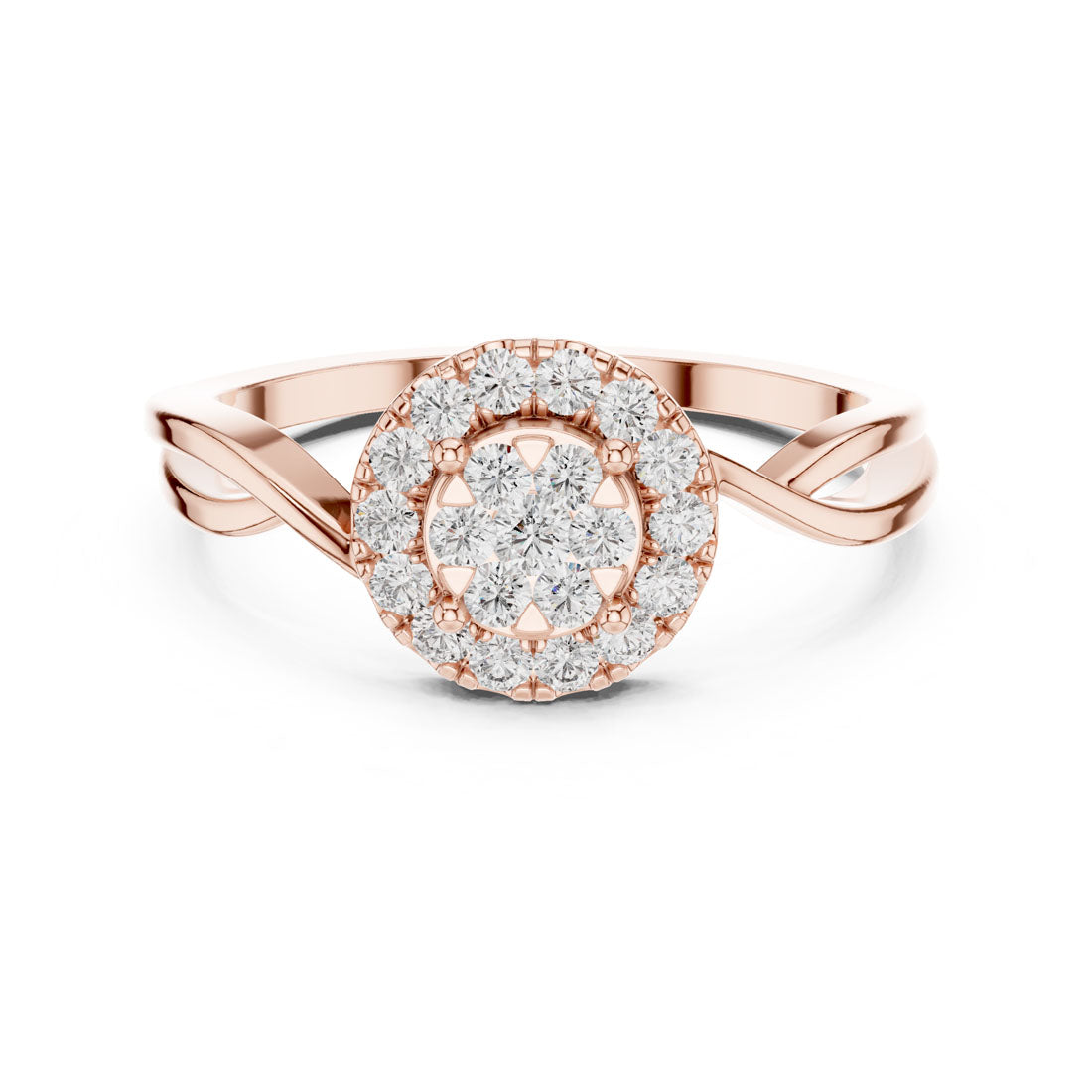 .28 Ct. Round Diamond Cluster Halo Ring with Infinity Bypass Band (9#10058L) 7