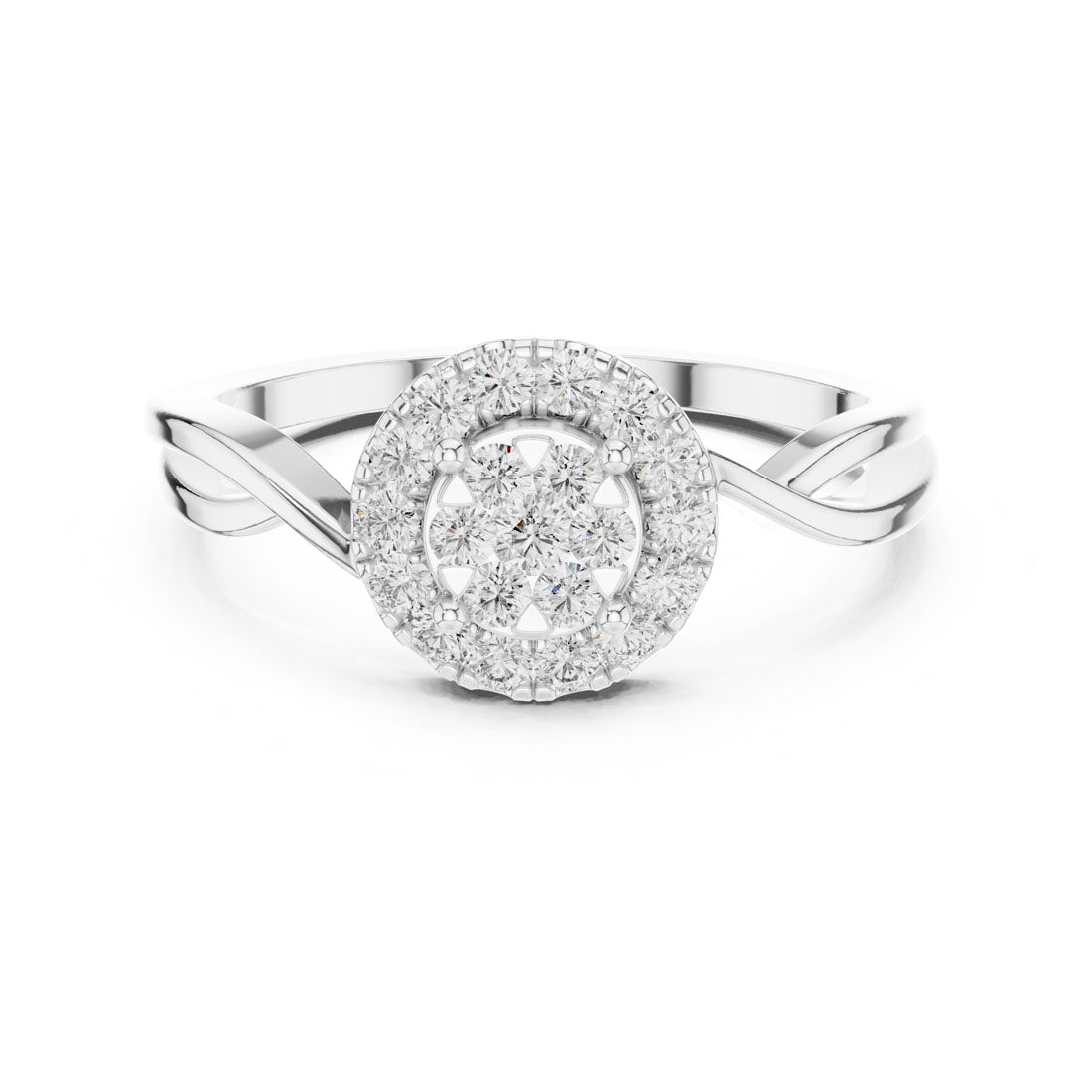 .28 Ct. Round Diamond Cluster Halo Ring with Infinity Bypass Band (9#10058L) 5