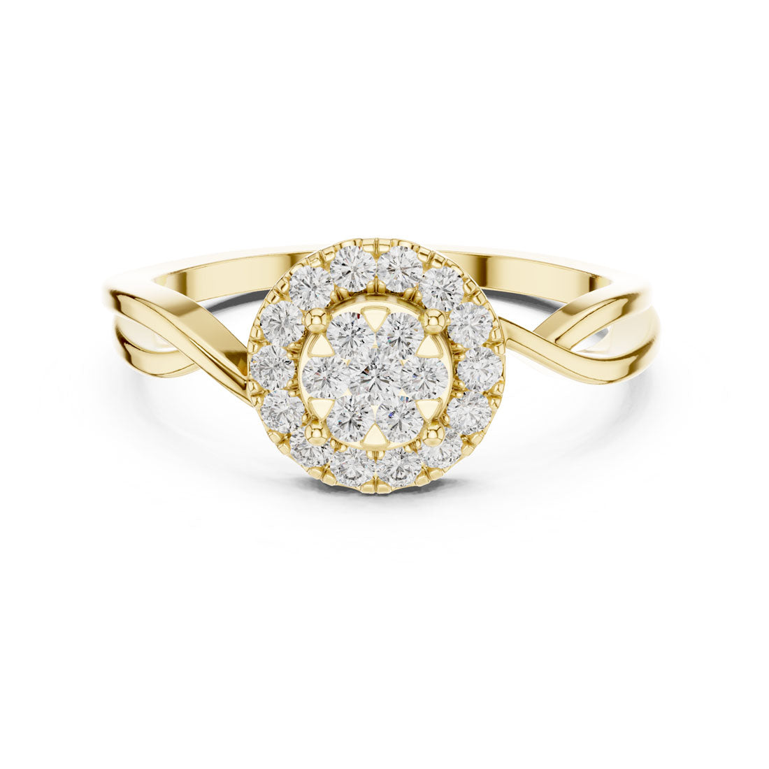 .28 Ct. Round Diamond Cluster Halo Ring with Infinity Bypass Band (9#10058L)