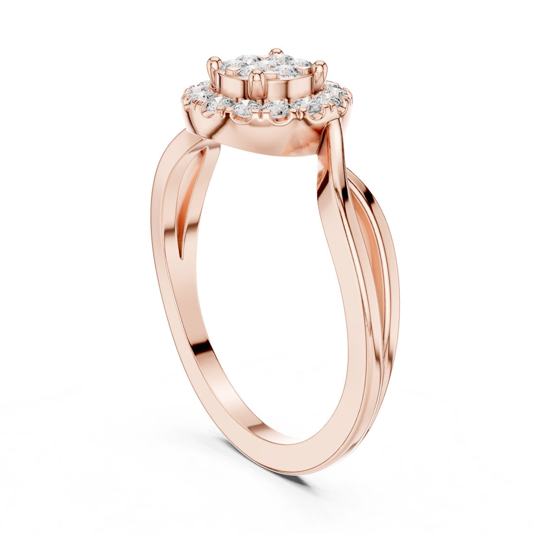 .28 Ct. Round Diamond Cluster Halo Ring with Infinity Bypass Band (9#10058L) 8