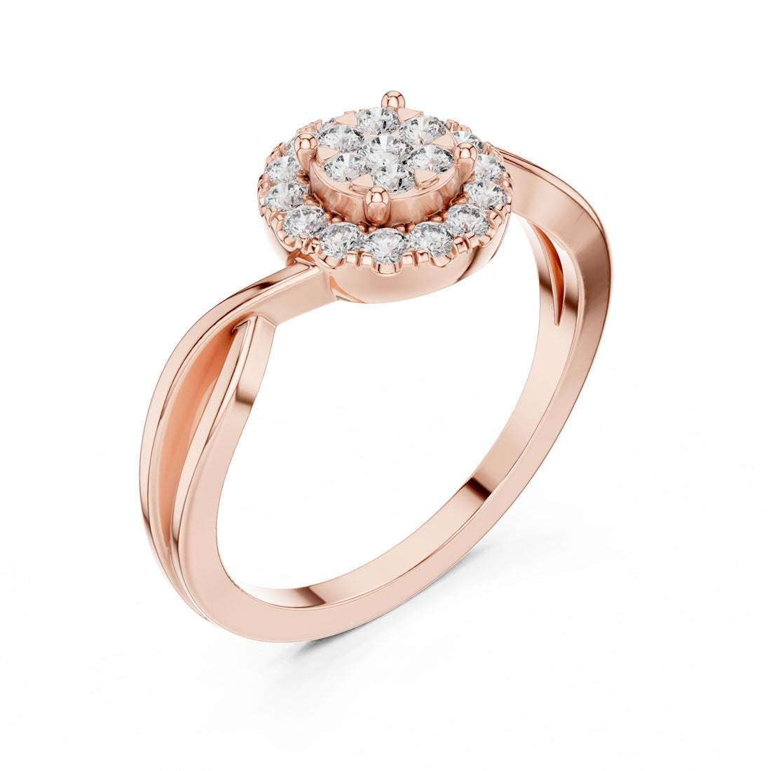 .28 Ct. Round Diamond Cluster Halo Ring with Infinity Bypass Band (9#10058L) 10