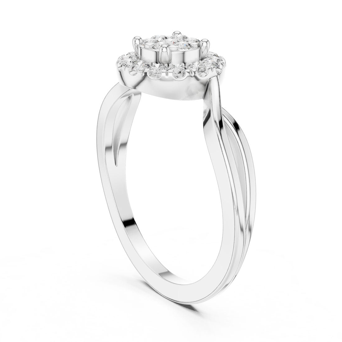 .28 Ct. Round Diamond Cluster Halo Ring with Infinity Bypass Band (9#10058L) 9