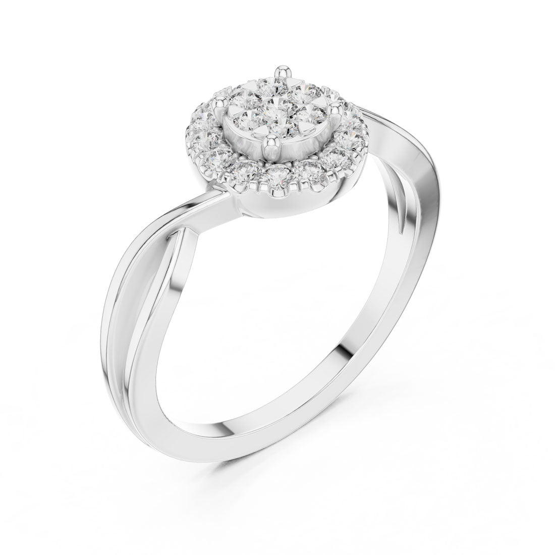 .28 Ct. Round Diamond Cluster Halo Ring with Infinity Bypass Band (9#10058L) 6