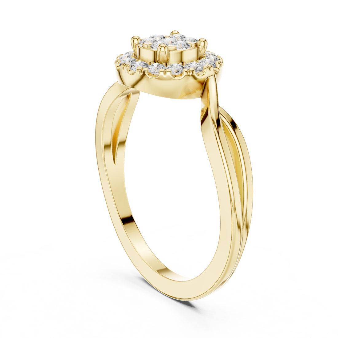 .28 Ct. Round Diamond Cluster Halo Ring with Infinity Bypass Band (9#10058L) 3