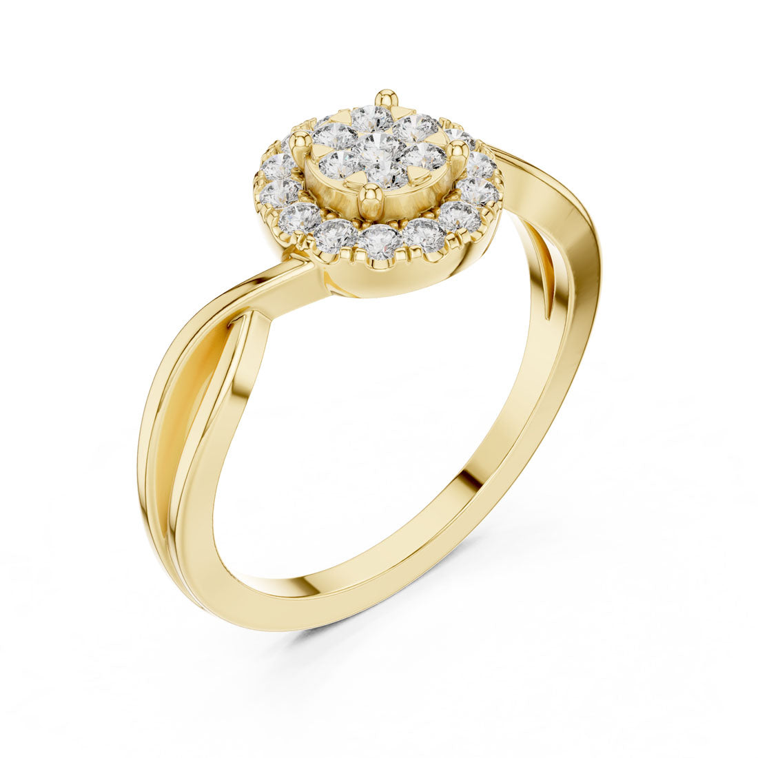 .28 Ct. Round Diamond Cluster Halo Ring with Infinity Bypass Band (9#10058L)