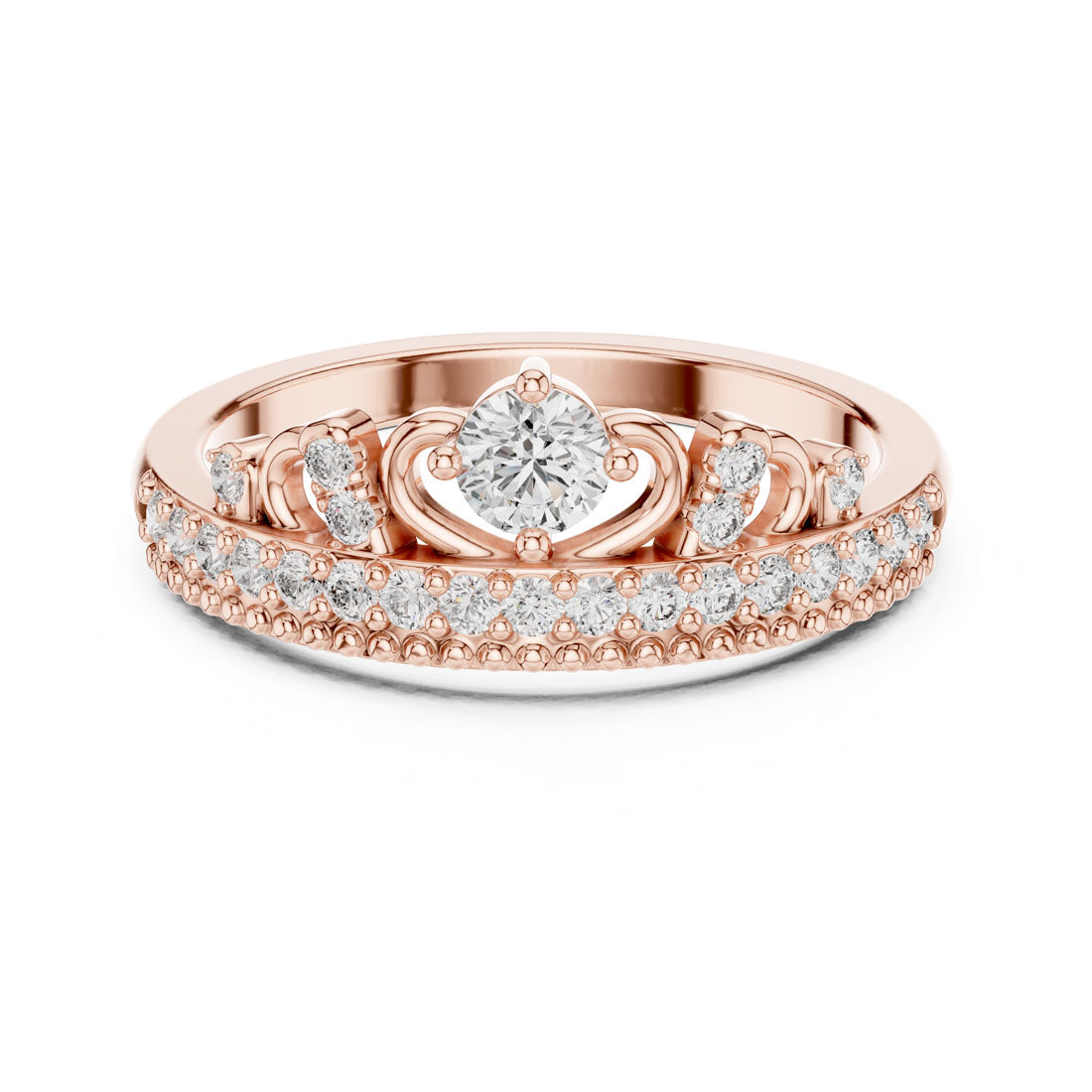 .36 Ct. Round Diamond Tiara Crown Ring with Pavé Band (9#10059L) 7