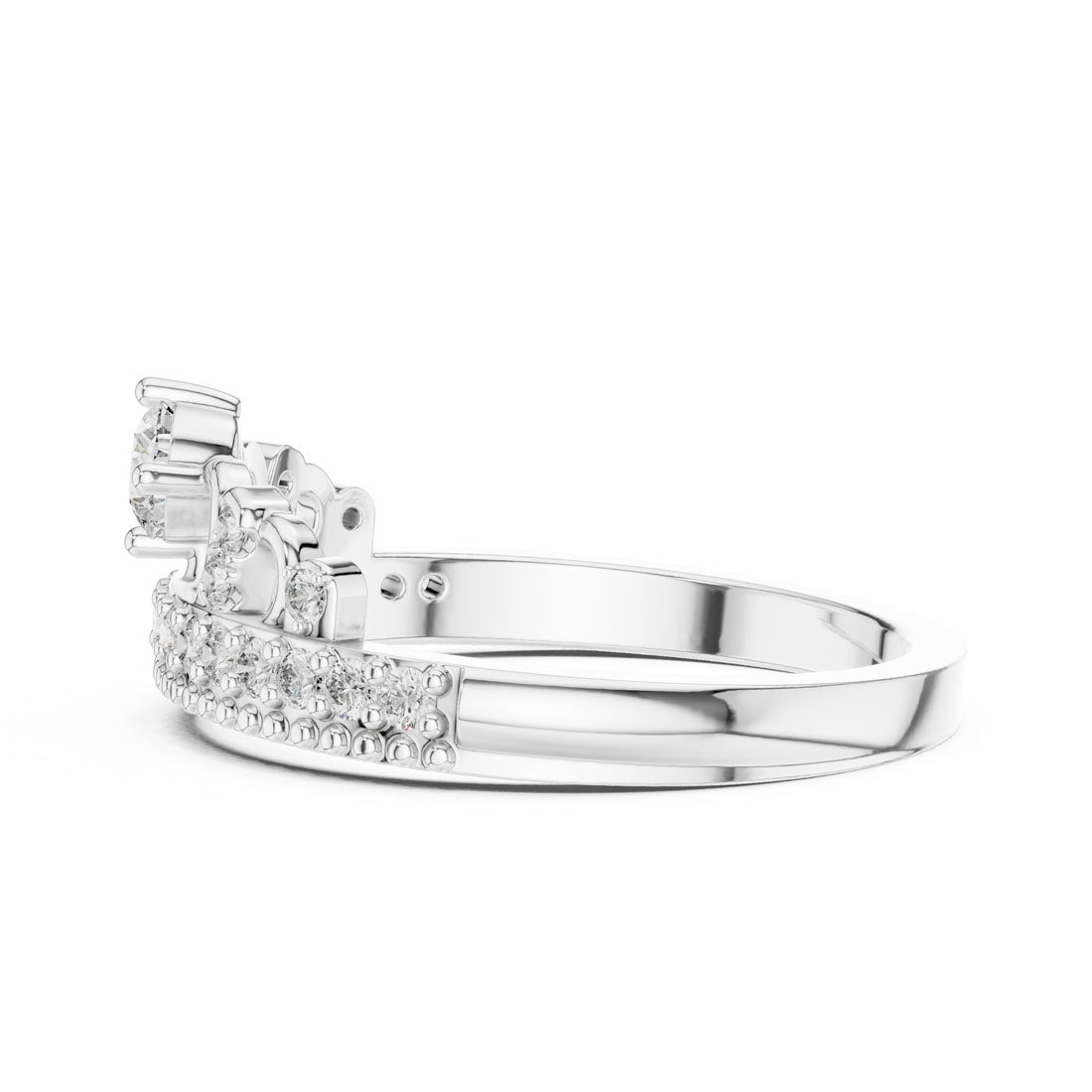 .36 Ct. Round Diamond Tiara Crown Ring with Pavé Band (9#10059L) 9