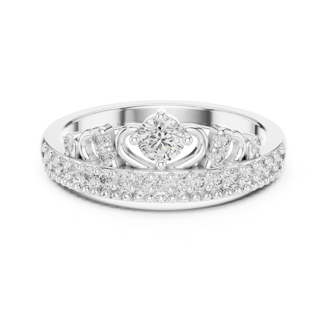 .36 Ct. Round Diamond Tiara Crown Ring with Pavé Band (9#10059L)