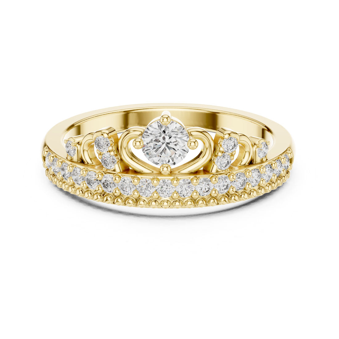 .36 Ct. Round Diamond Tiara Crown Ring with Pavé Band (9#10059L) 5
