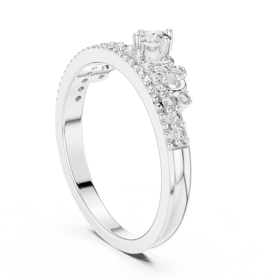 .36 Ct. Round Diamond Tiara Crown Ring with Pavé Band (9#10059L) 12