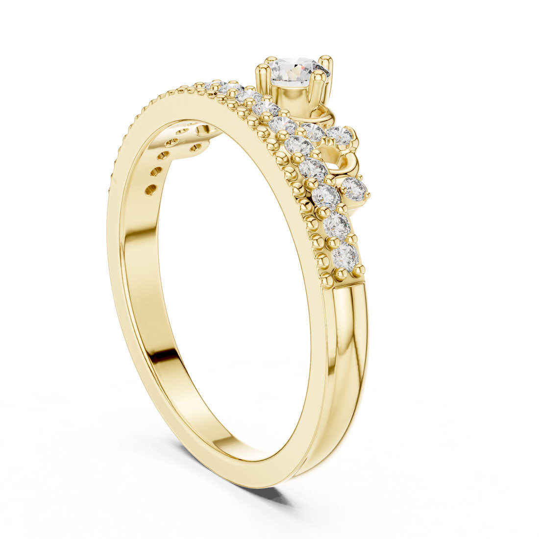 .36 Ct. Round Diamond Tiara Crown Ring with Pavé Band (9#10059L) 3