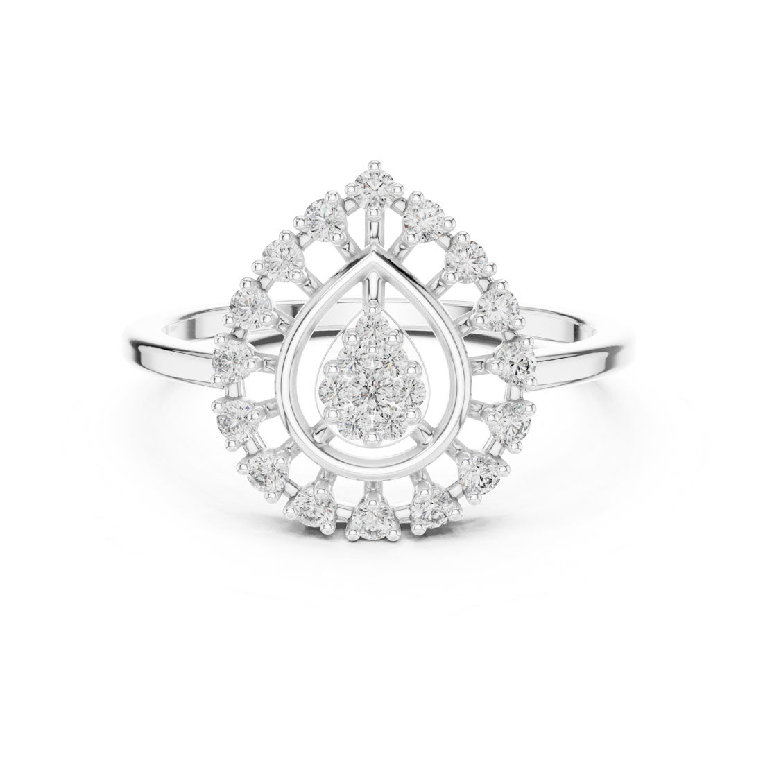 .23 Ct. Pear-Shaped Diamond Cluster Sunburst Ring (9#10060L)
