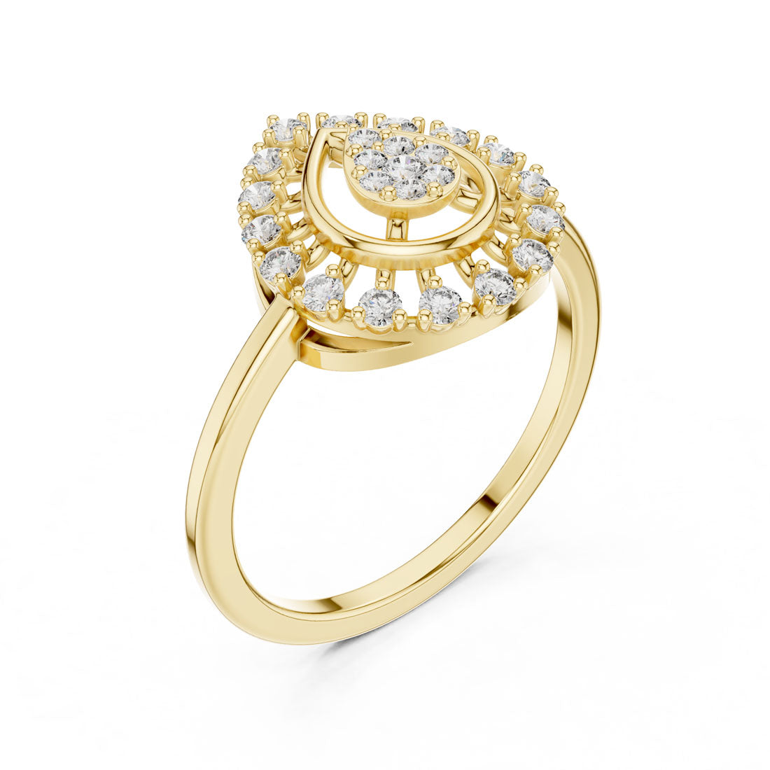 .23 Ct. Pear-Shaped Diamond Cluster Sunburst Ring (9#10060L)