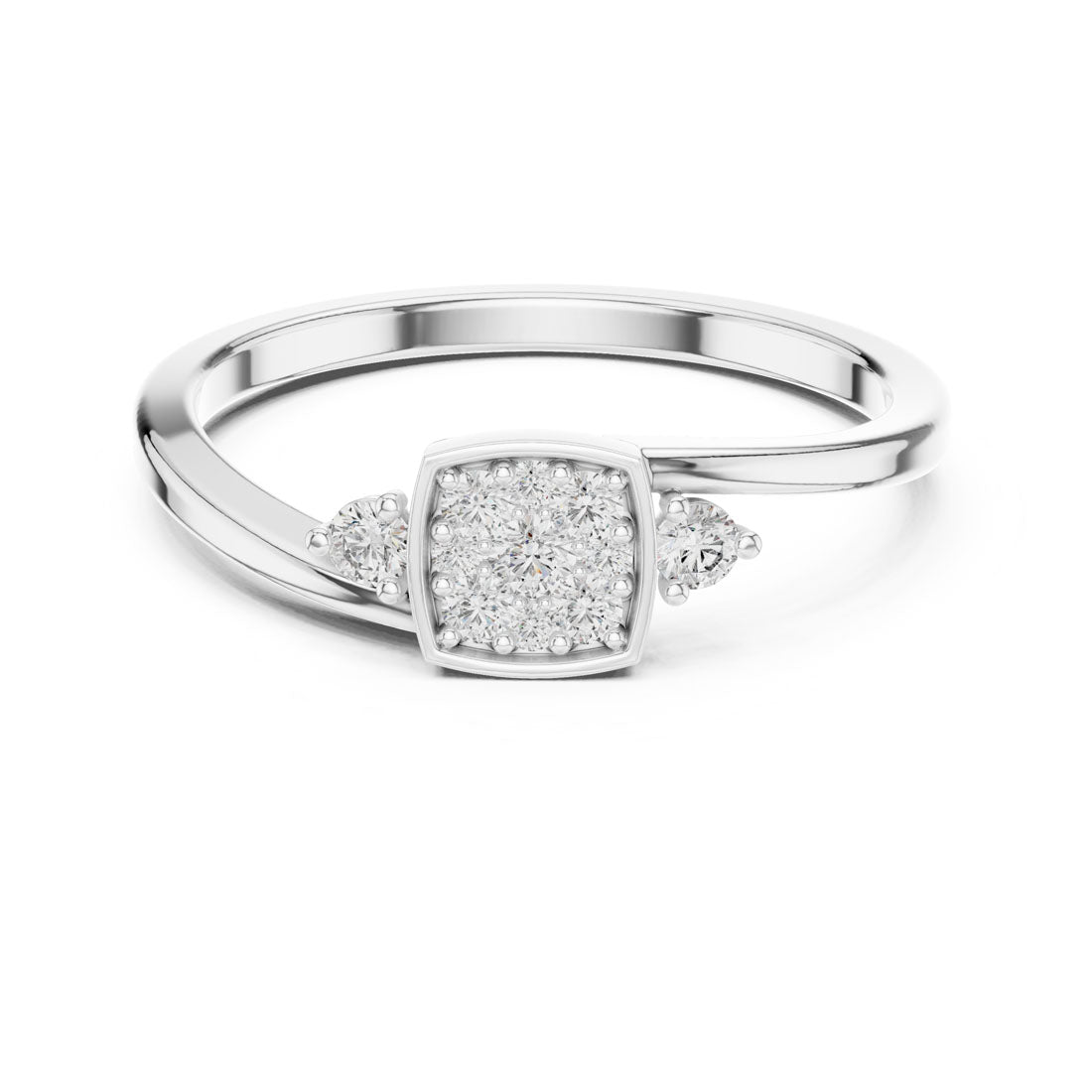 .18 Ct. Cushion Cluster Bypass Ring with Accent Stones (9#10061L)