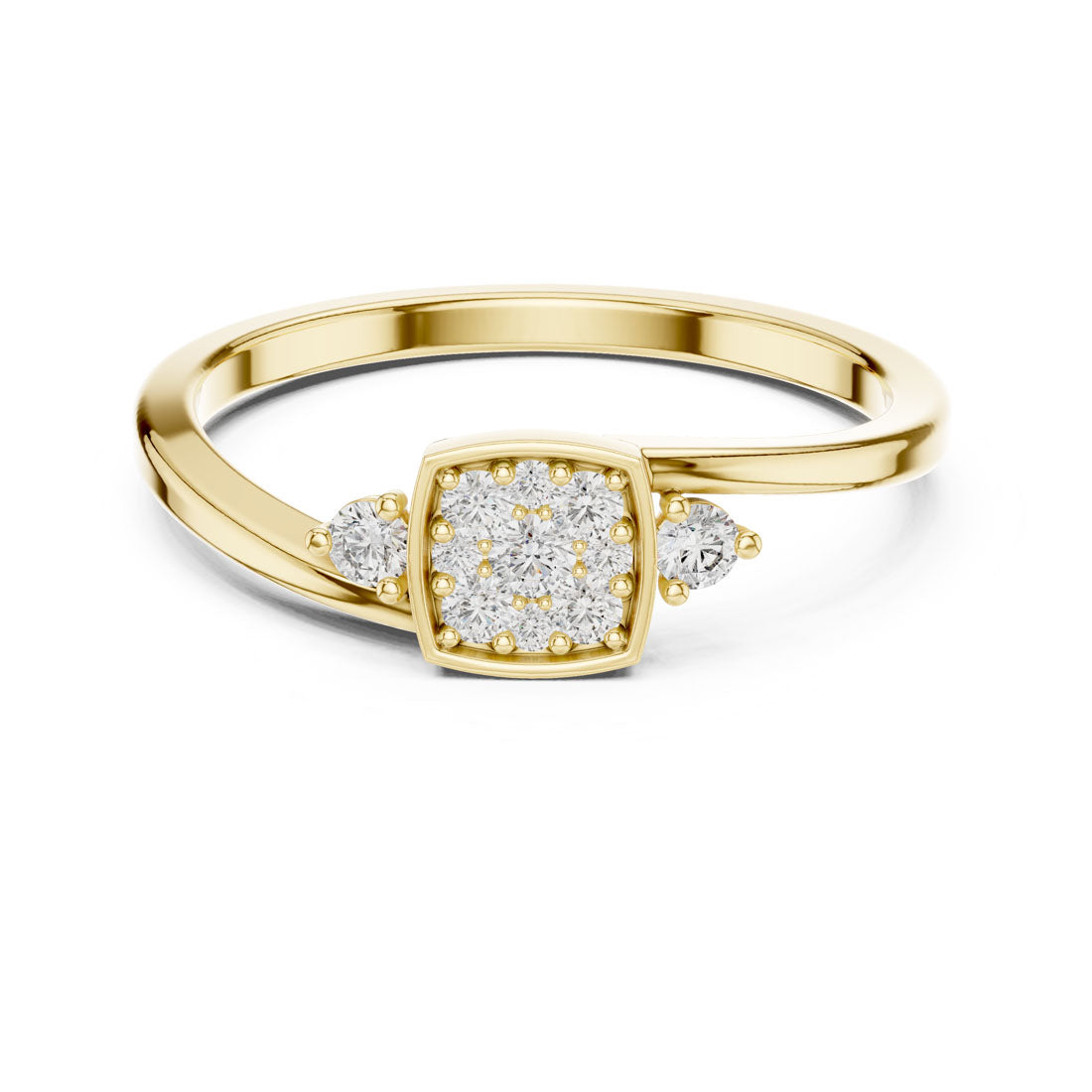 .18 Ct. Cushion Cluster Bypass Ring with Accent Stones (9#10061L)