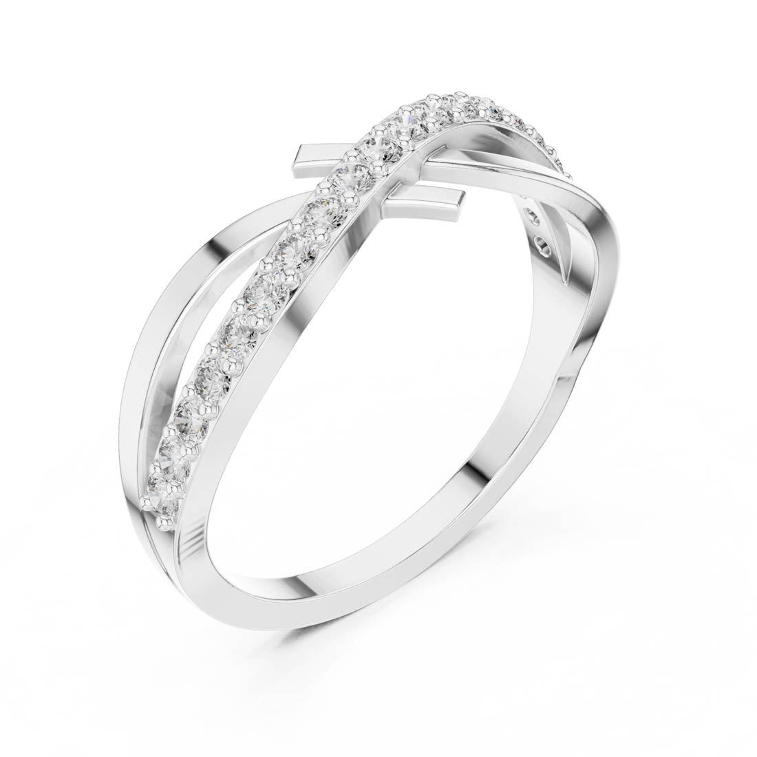 .27 Ct. Round Diamond Infinity Cross Bypass Ring (9#10067L) 8
