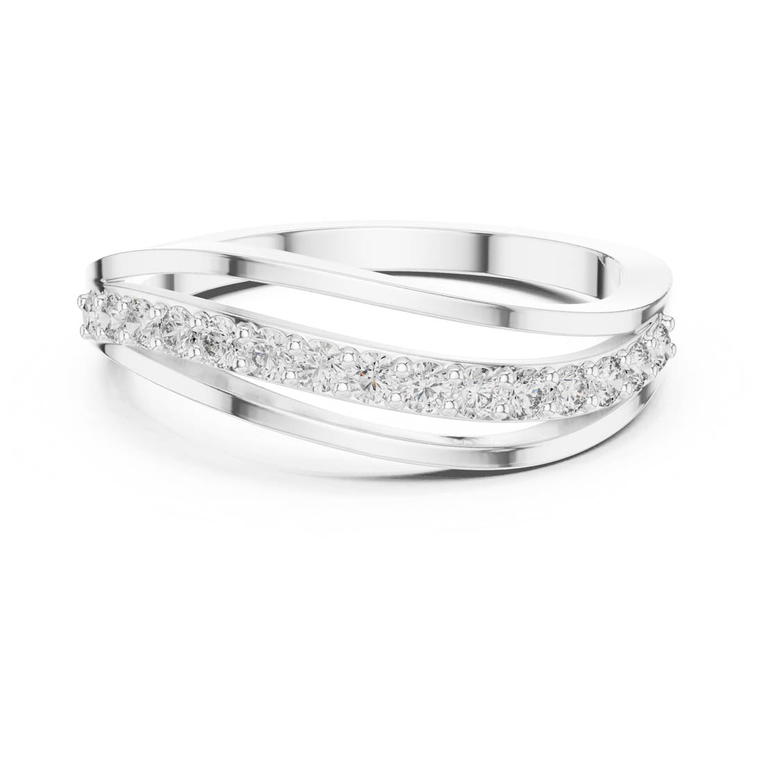 .23 Ct. Round Diamond Triple-Band Wave Ring (9#10069L)
