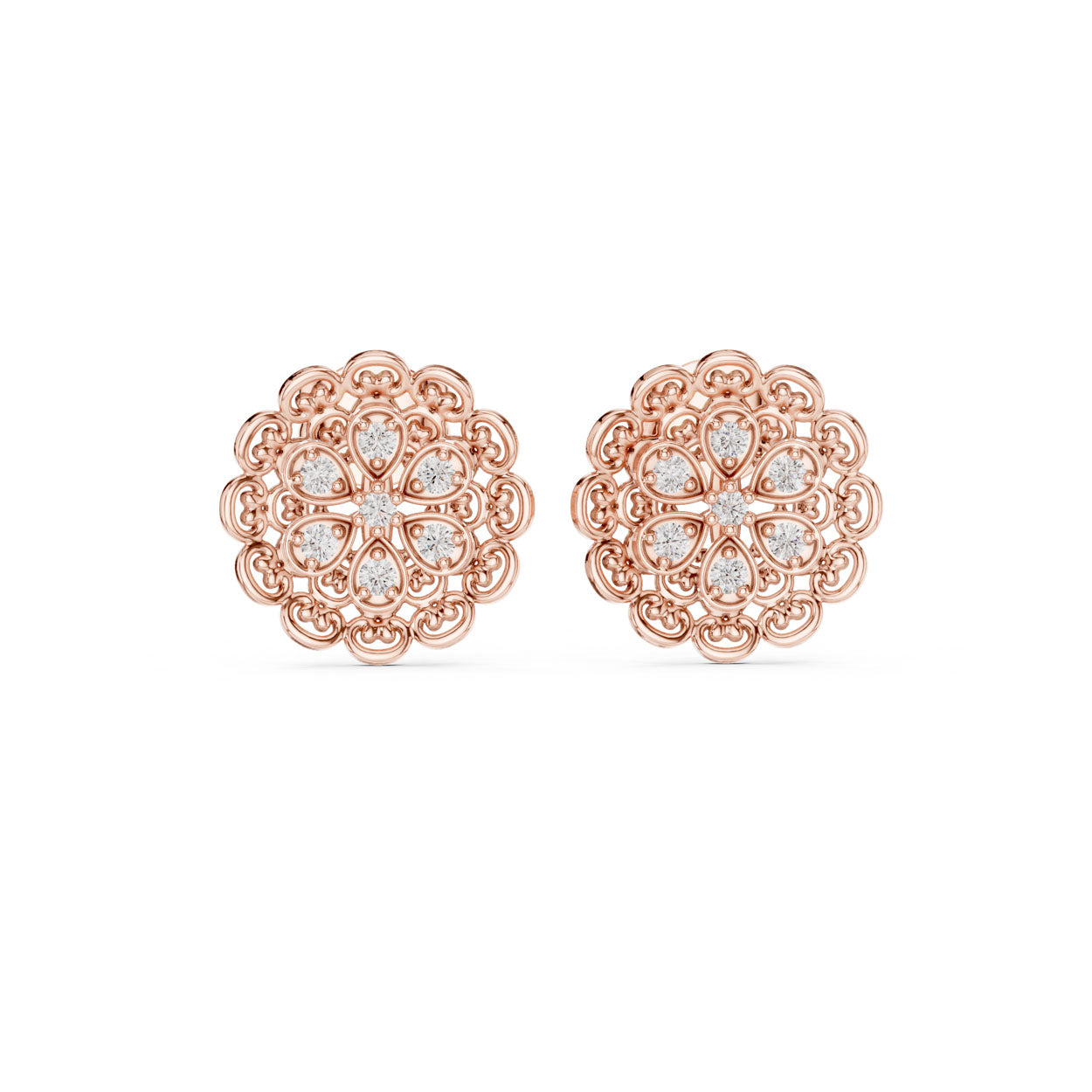 .13 Ct. Round Diamond Vintage Floral Filigree Earrings (9#10072E) 5