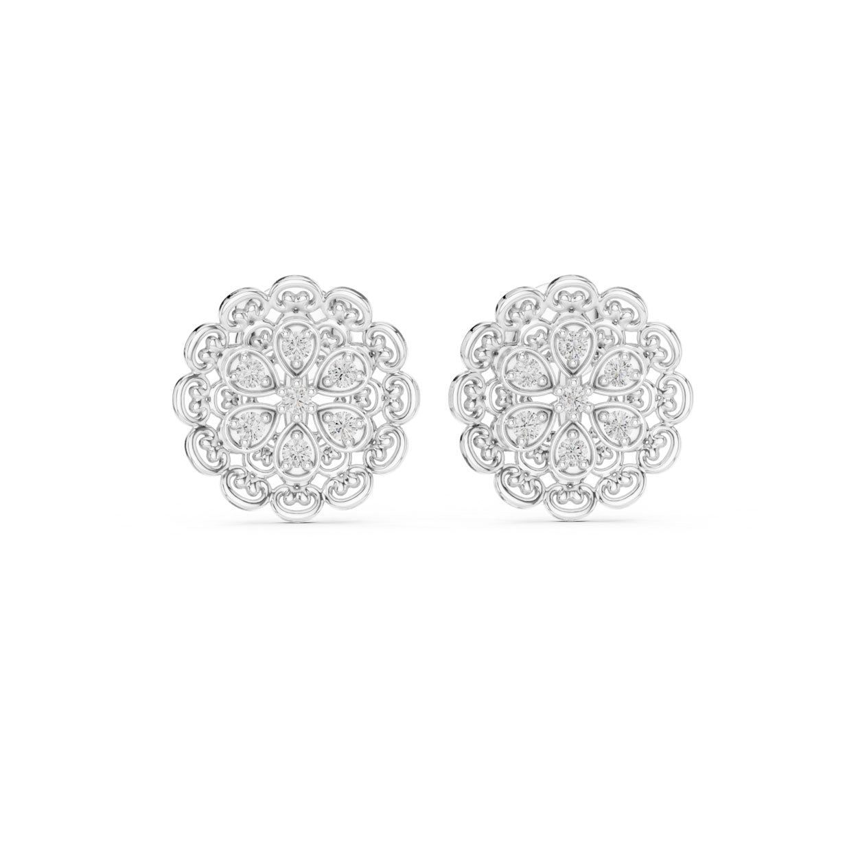 .13 Ct. Round Diamond Vintage Floral Filigree Earrings (9#10072E) 7