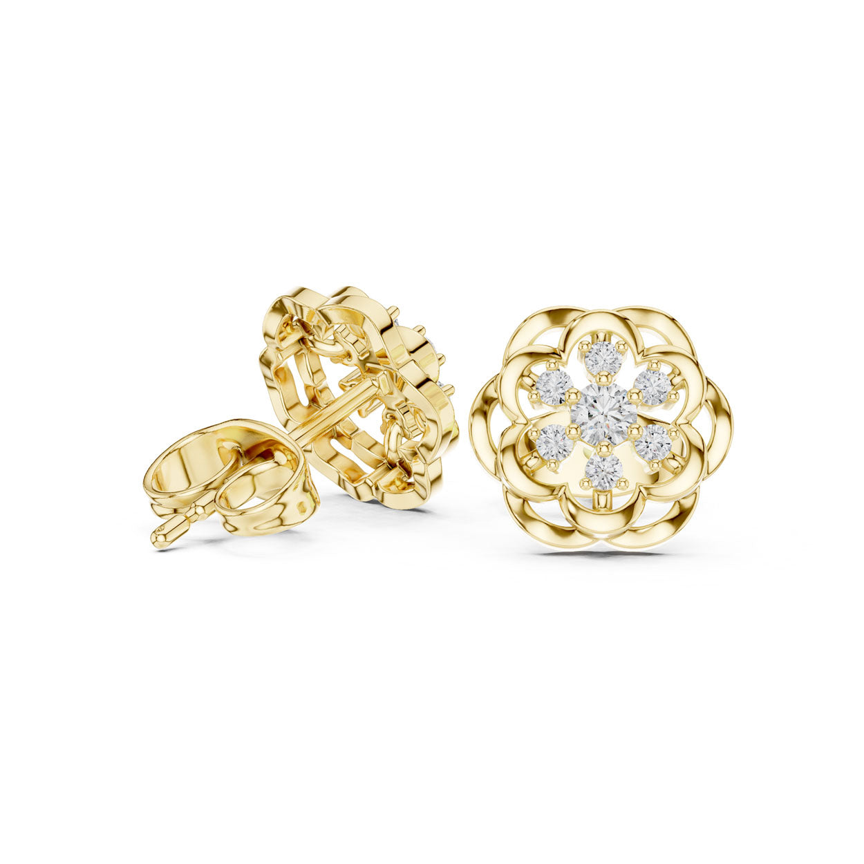 .18 Ct. Openwork Floral Diamond Earrings (9#10073E) 3