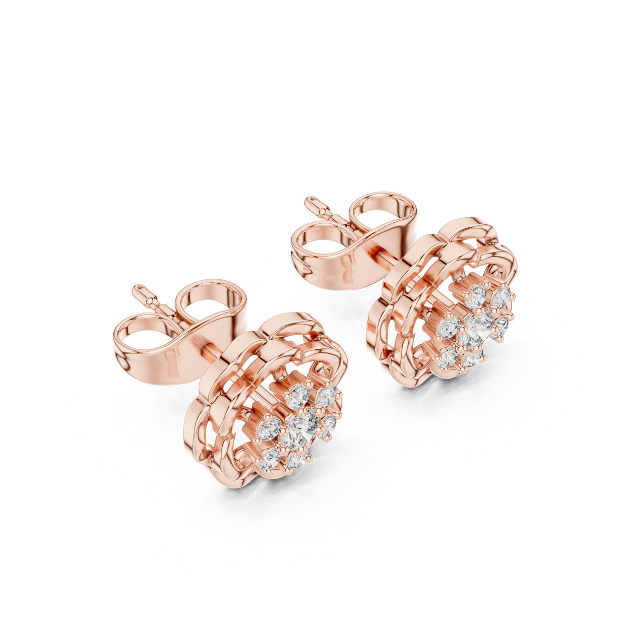 .18 Ct. Openwork Floral Diamond Earrings (9#10073E) 6