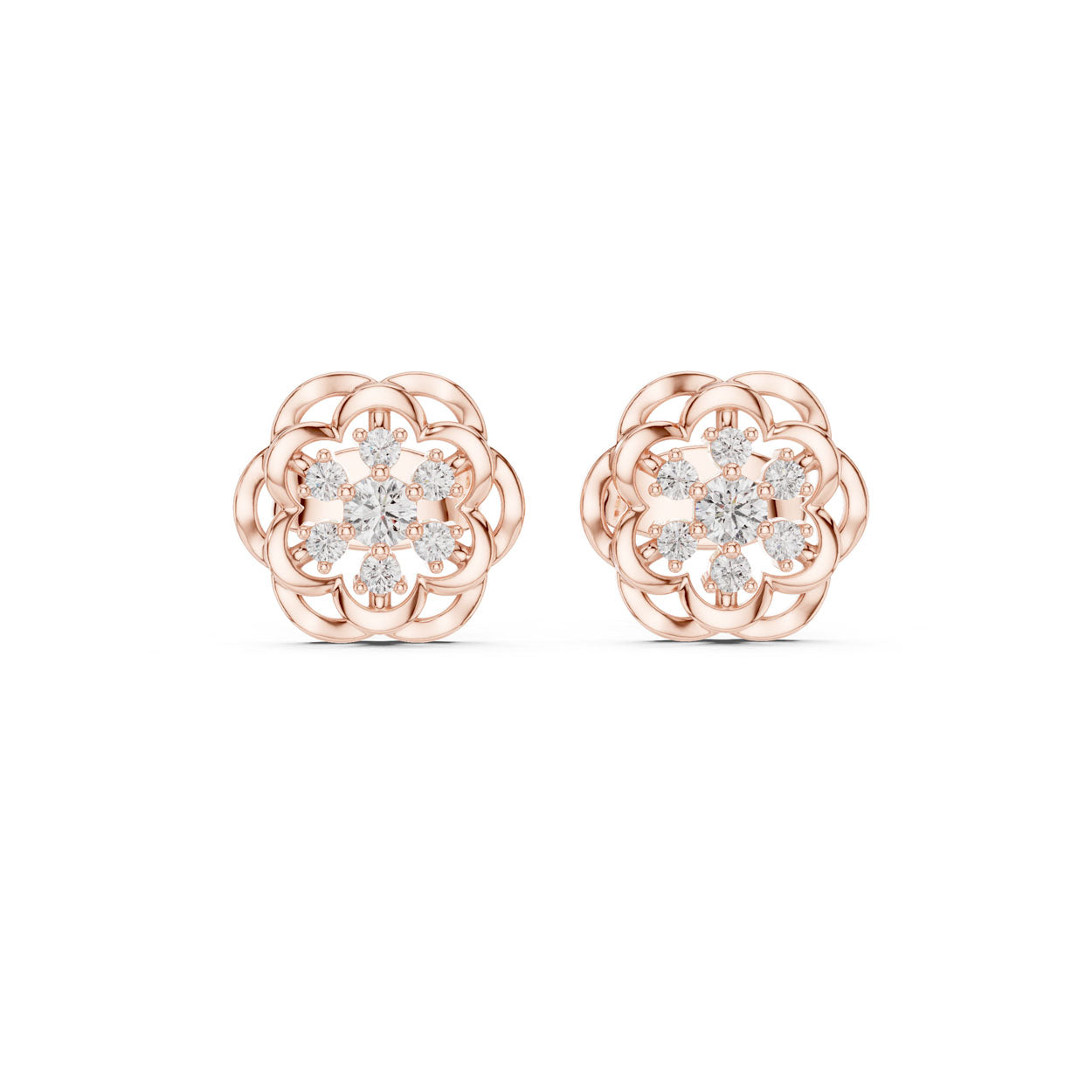 .18 Ct. Openwork Floral Diamond Earrings (9#10073E) 5