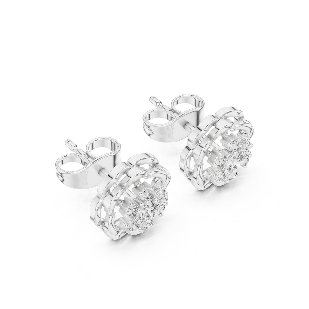 .18 Ct. Openwork Floral Diamond Earrings (9#10073E) 8