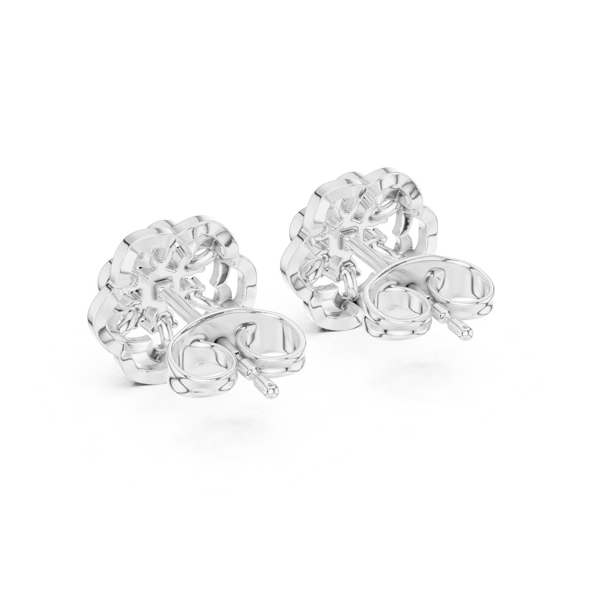 .18 Ct. Openwork Floral Diamond Earrings (9#10073E) 12