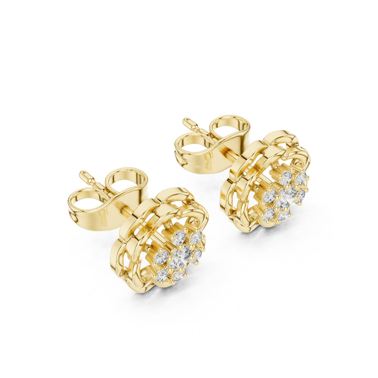 .18 Ct. Openwork Floral Diamond Earrings (9#10073E)