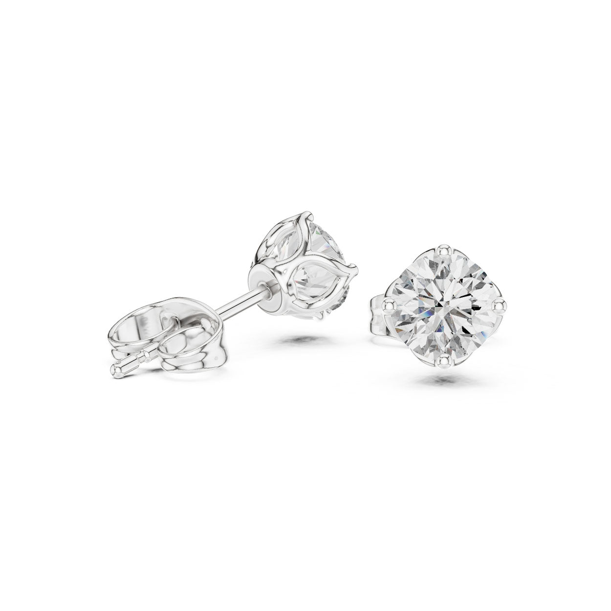1.00 Ct. Round Diamond Solitaire Stud Earrings (9#10074E) 8