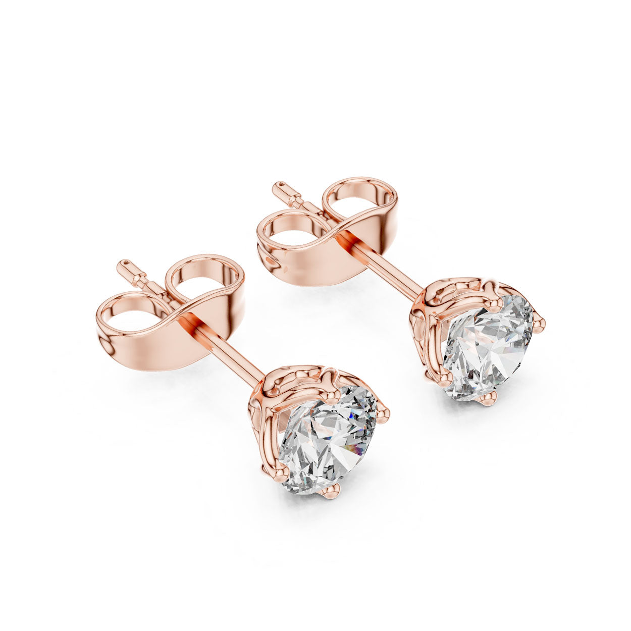 1.00 Ct. Round Diamond Solitaire Stud Earrings (9#10074E) 9