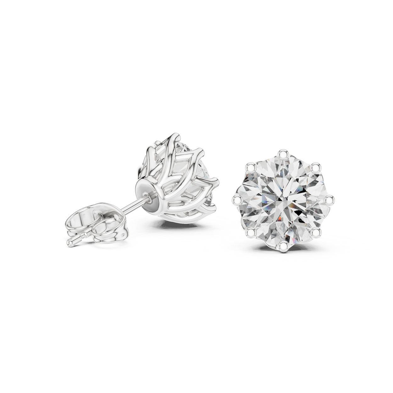 4.00 Ct. Round Diamond Eight-Prong Stud Earrings (9#10075E) 12