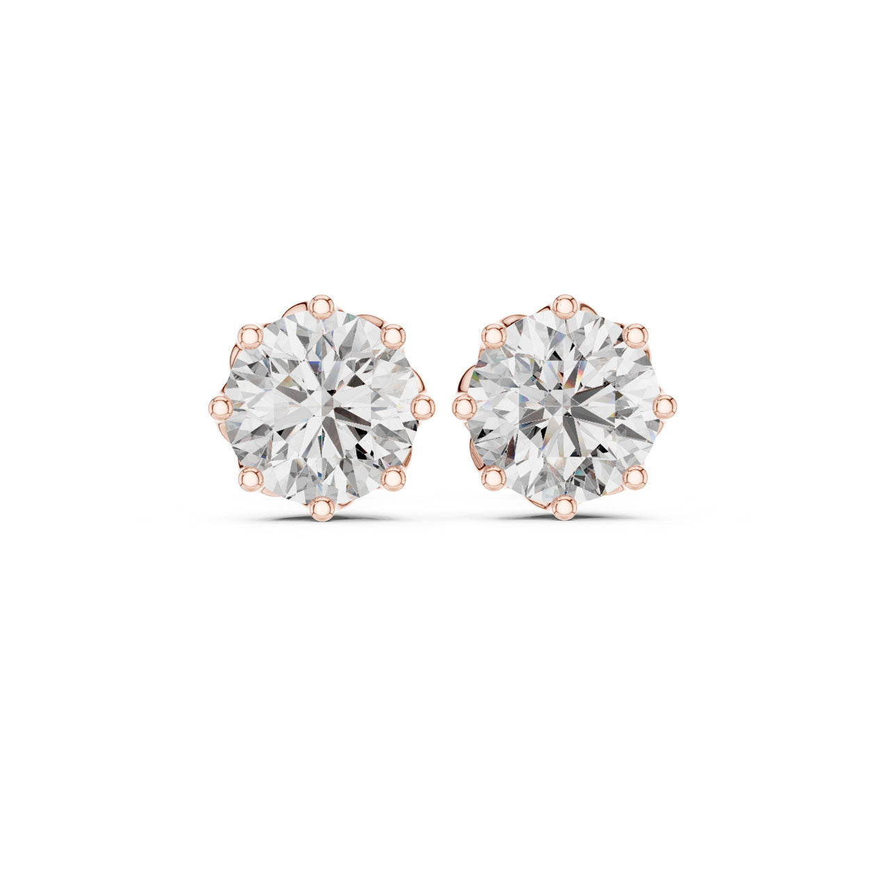 4.00 Ct. Round Diamond Eight-Prong Stud Earrings (9#10075E) 5