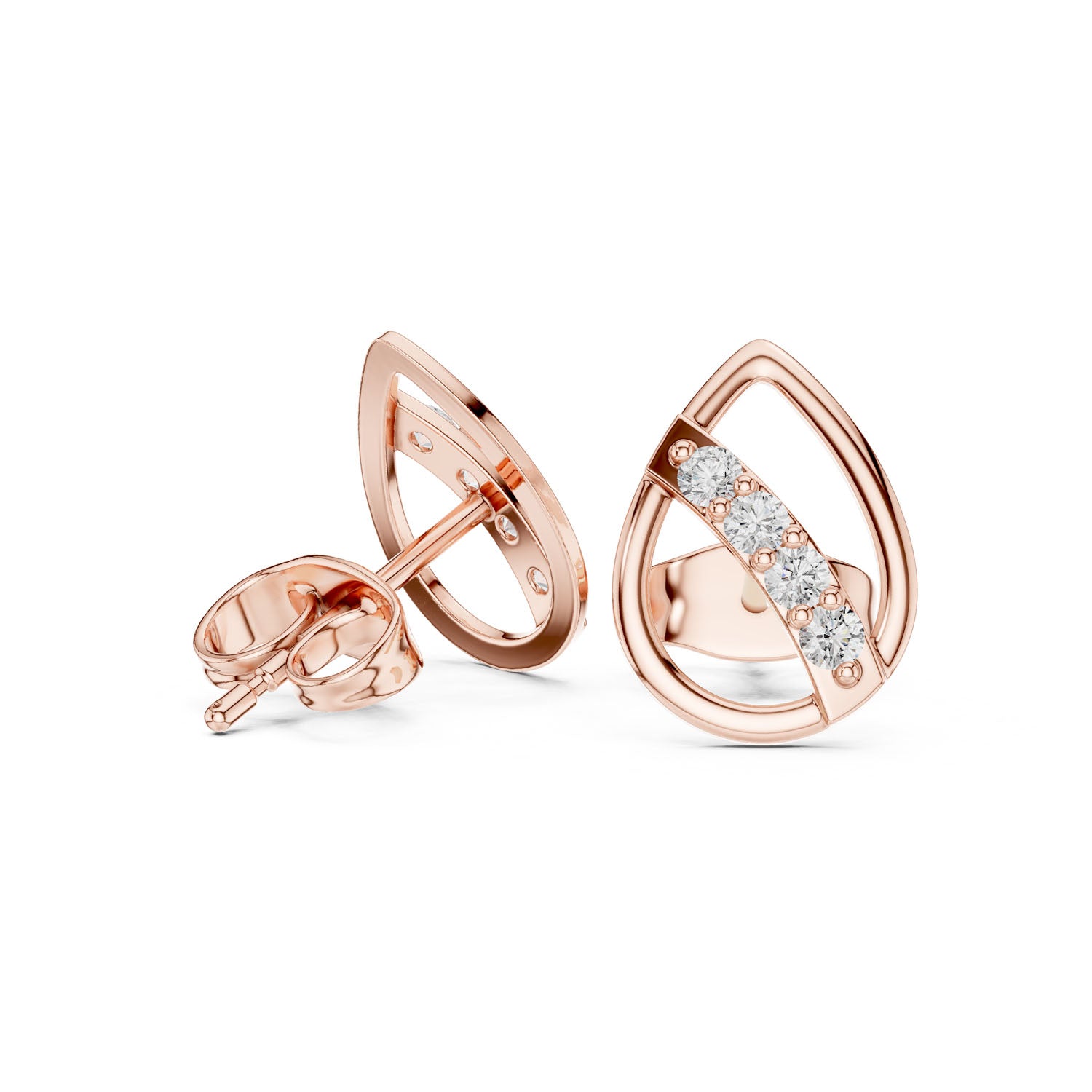 .14 Ct. Geometric Teardrop Diamond Earrings (9#10084E) 4