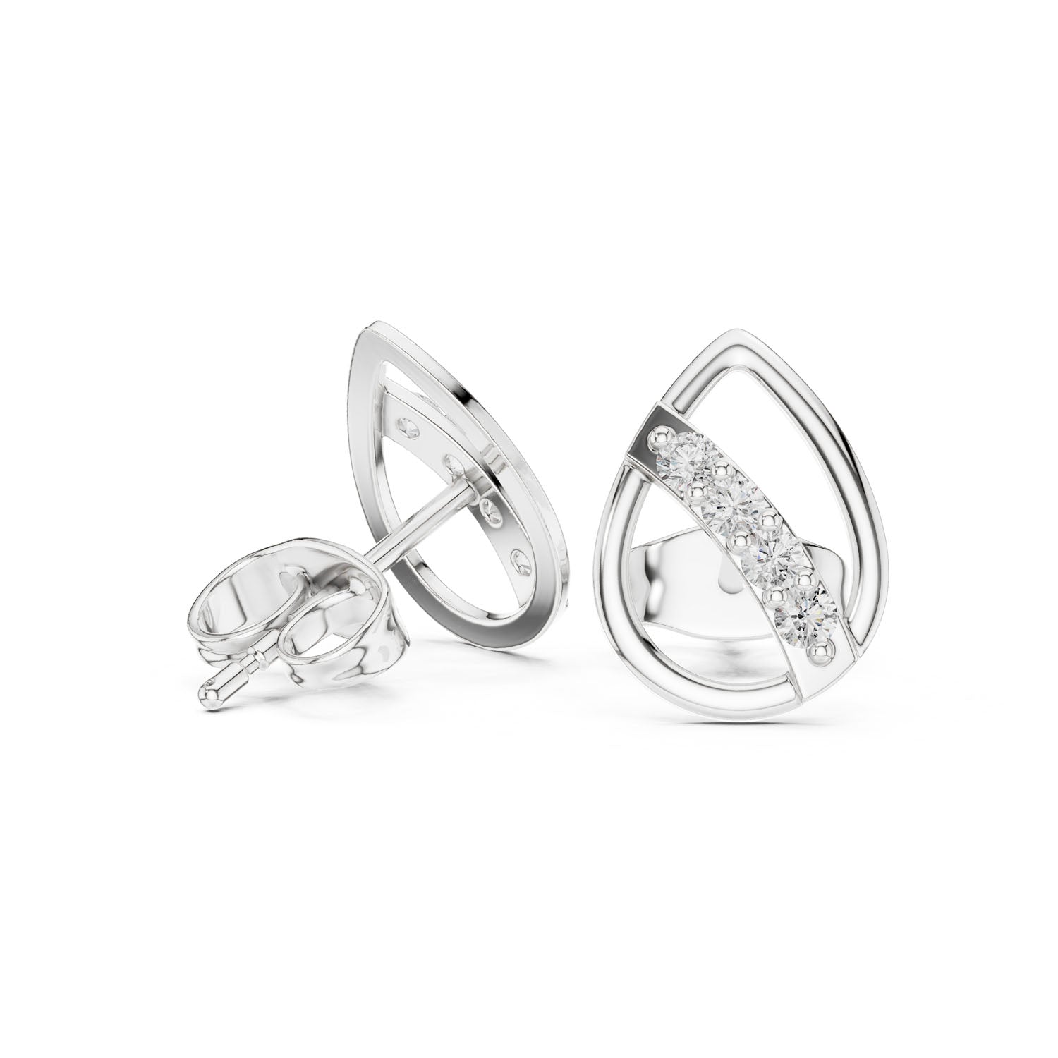 .14 Ct. Geometric Teardrop Diamond Earrings (9#10084E)