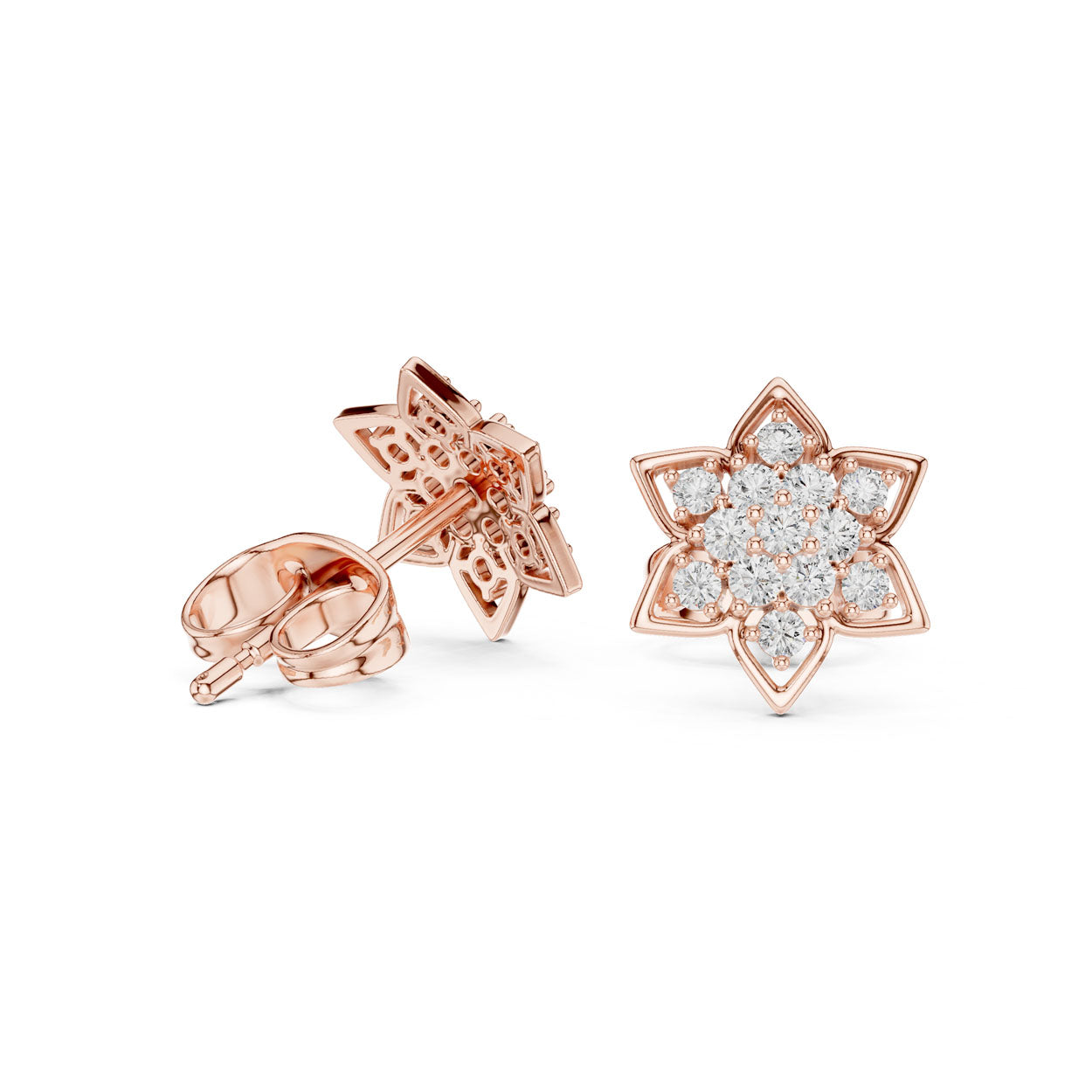 .24 Ct. Star Floral Diamond Cluster Earrings (9#10085E) 12