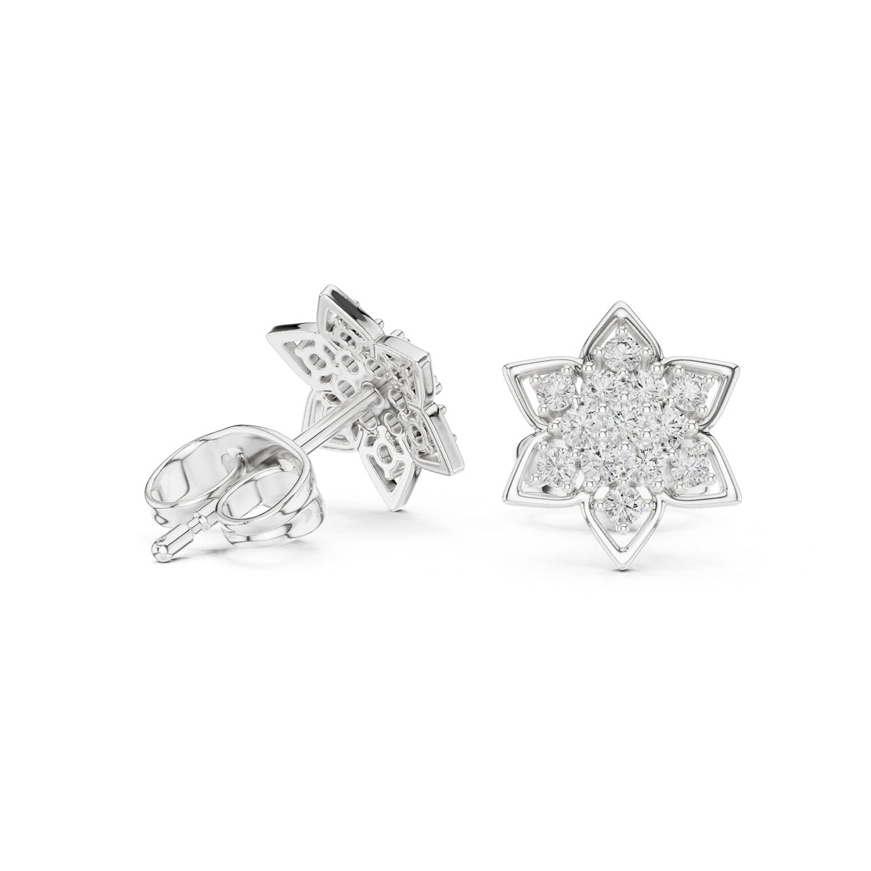.24 Ct. Star Floral Diamond Cluster Earrings (9#10085E) 11