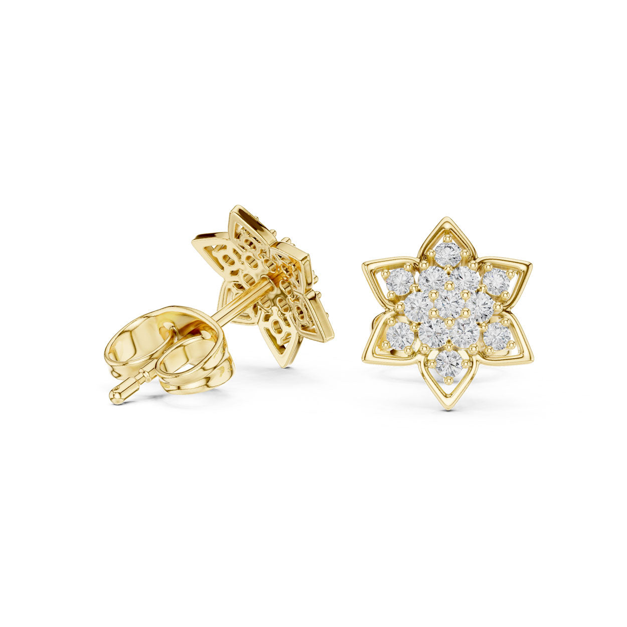 .24 Ct. Star Floral Diamond Cluster Earrings (9#10085E) 3