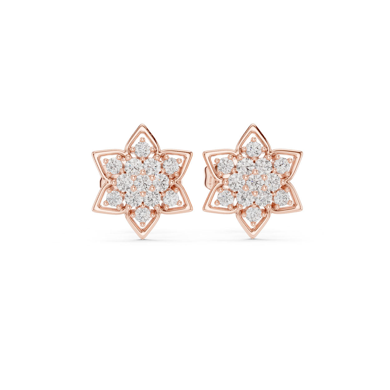 .24 Ct. Star Floral Diamond Cluster Earrings (9#10085E)