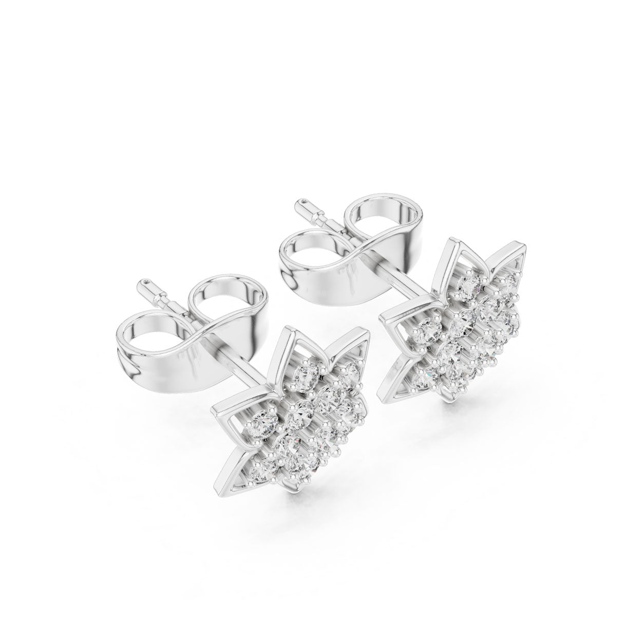 .24 Ct. Star Floral Diamond Cluster Earrings (9#10085E) 8