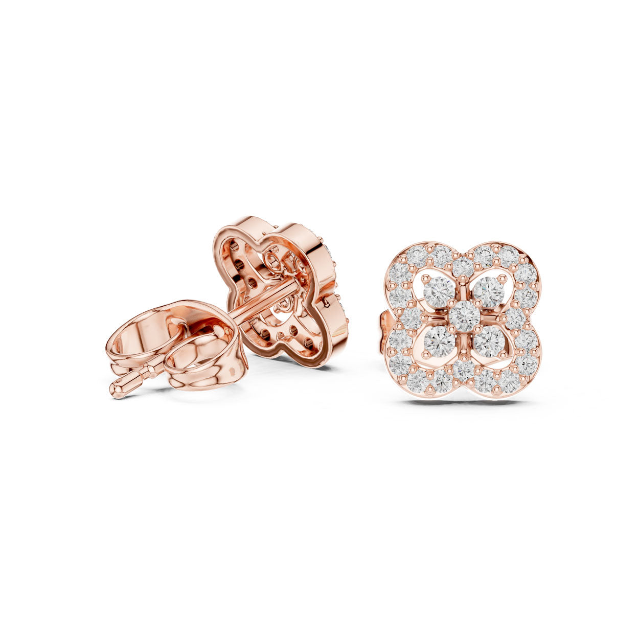 0.24 Ct. Floral Diamond Earrings with Open Petal Design (9#10086E) 7