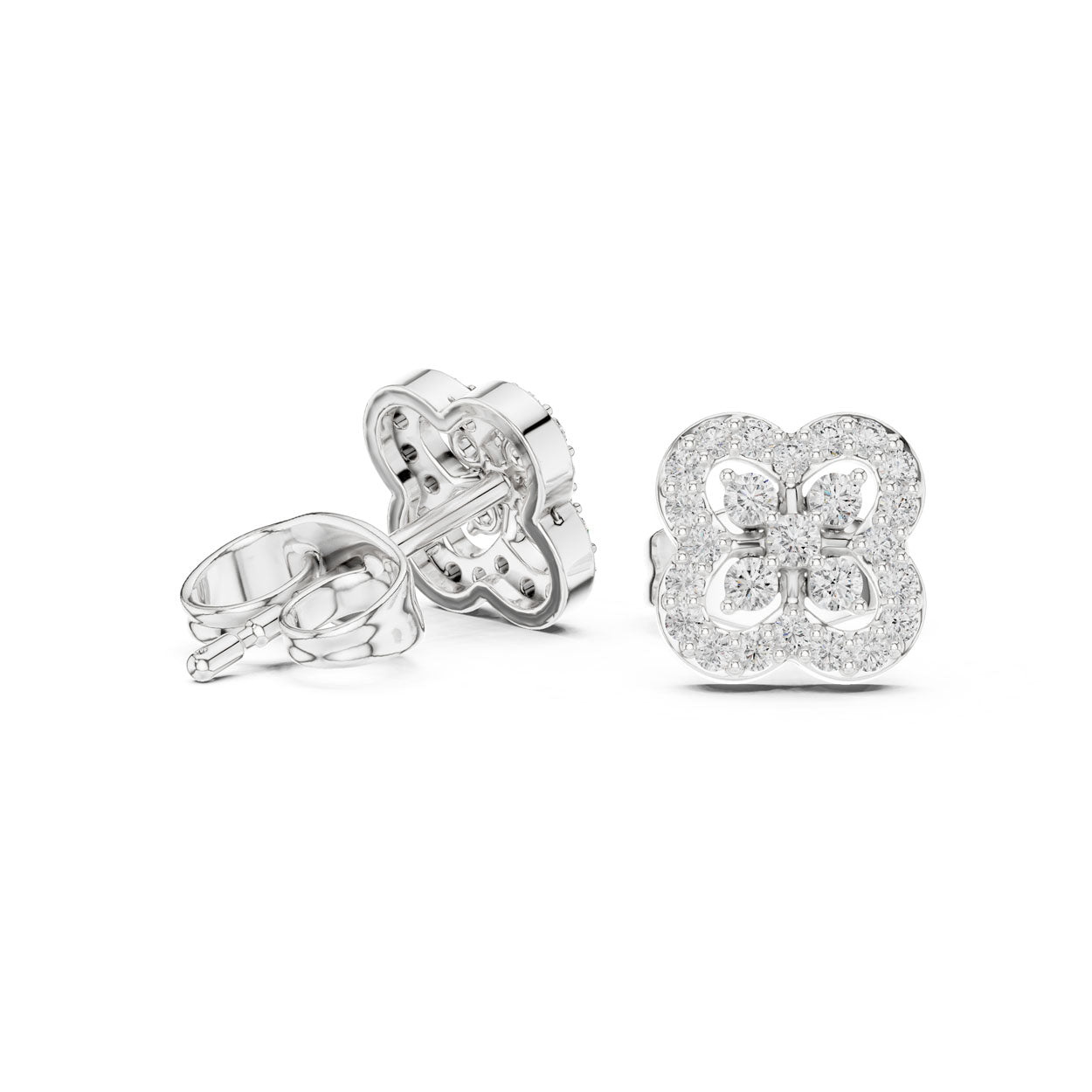 0.24 Ct. Floral Diamond Earrings with Open Petal Design (9#10086E) 12