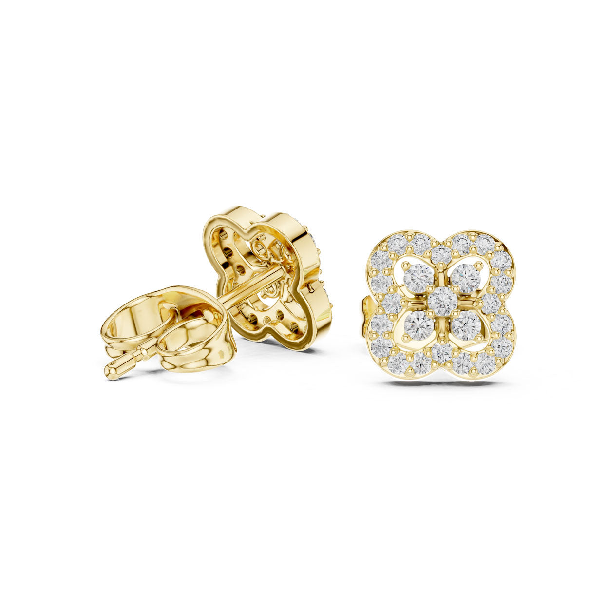 0.24 Ct. Floral Diamond Earrings with Open Petal Design (9#10086E) 3