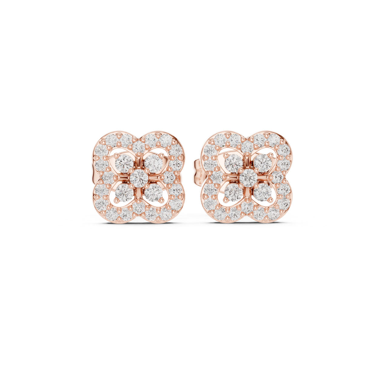 0.24 Ct. Floral Diamond Earrings with Open Petal Design (9#10086E) 8